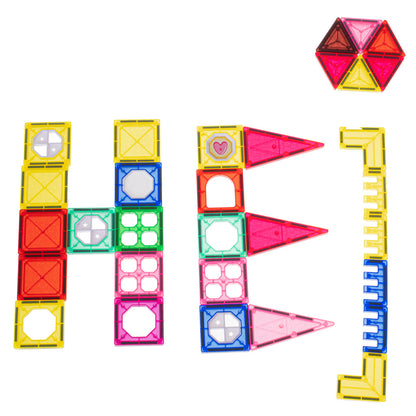 Set Inteligent de Constructie Intellectual Magnets 3D idealSTORE, Include 72 de Elemente Magnetice Multicolore, 4 Sasiuri Pentru Vehicule, Posibilitatea de a creea Forme Nelimitate, Educativ- Creativ, Magneti Puternici