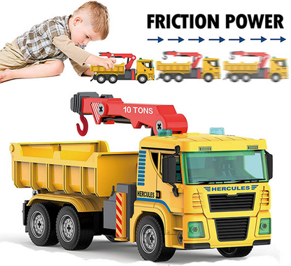 Set De Constructie Educativ Camion cu Macara Hercules idealSTORE, Include 104 Piese de Construit, Efecte de Iluminare, Alimentare pe Baterii, Dezvolta Imaginatia, Precum Si Abilitatile Motorii
