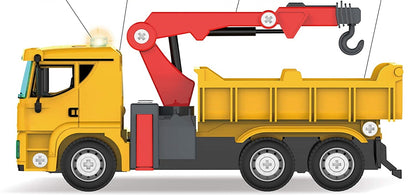 Set De Constructie Educativ Camion cu Macara Hercules idealSTORE, Include 104 Piese de Construit, Efecte de Iluminare, Alimentare pe Baterii, Dezvolta Imaginatia, Precum Si Abilitatile Motorii