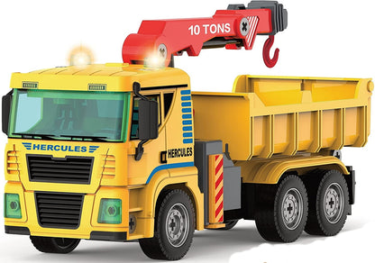 Set De Constructie Educativ Camion cu Macara Hercules idealSTORE, Include 104 Piese de Construit, Efecte de Iluminare, Alimentare pe Baterii, Dezvolta Imaginatia, Precum Si Abilitatile Motorii