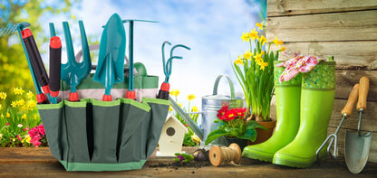 Set de Gradina Pentru Copii idealSTORE Little Gardener, Include 9 Accesorii de Gradinarit, Foarfeca, Sapa, Grebla, Manusi, Cultivator, Geanta pentru Depozitare Cadou, Dezvolta Abilitatile Manuale, Imaginatia, Creativitatea