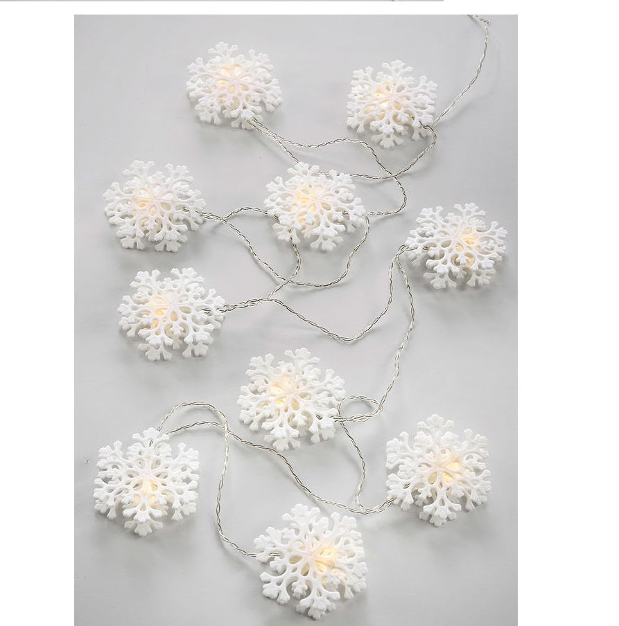 Instalatie IDL pentru brad, 10 decoratiuni sub forma de fulg de nea ce sunt luminate de led-uri cu lumina calda, Alimentare la retea si Grad de protectie IP20