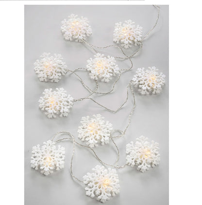 Instalatie IDL pentru brad, 10 decoratiuni sub forma de fulg de nea ce sunt luminate de led-uri cu lumina calda, Alimentare la retea si Grad de protectie IP20