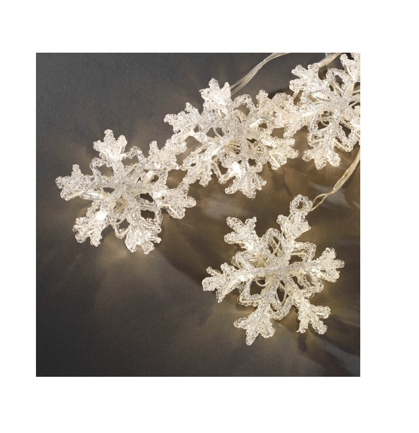 Instalatie IDL pentru brad, 10 decoratiuni sub forma de fulg de nea ce sunt luminate de led-uri cu lumina calda, Alimentare la retea si Grad de protectie IP20