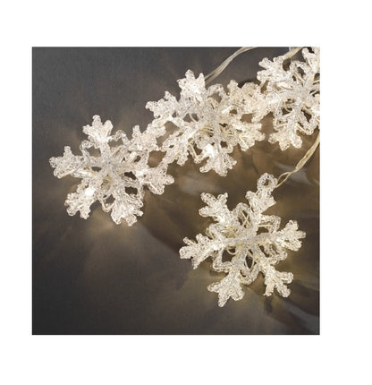 Instalatie IDL pentru brad, 10 decoratiuni sub forma de fulg de nea ce sunt luminate de led-uri cu lumina calda, Alimentare la retea si Grad de protectie IP20