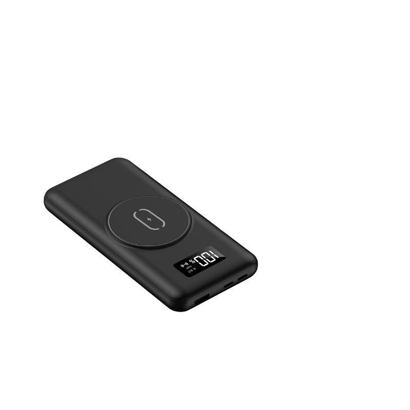 Baterie externa Portable Power Bank IdealStore, Capacitate 10.000 mAh, Display LED, 1 Iesiri USB, 2 Iesire type-C, Incarcare rapida, Incarcare wireless, Tensiune iesire 5V-2A, Black Edition Power