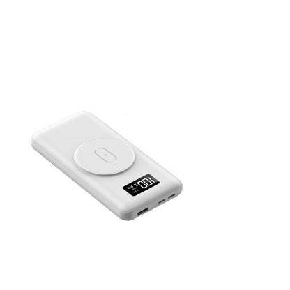 Baterie externa Portable Power Bank IdealStore, Capacitate 10.000 mAh, Display LED, 1 Iesiri USB, 2 Iesire type-C, Incarcare rapida, Incarcare wireless, Tensiune iesire 5V-2A, White Edition Power