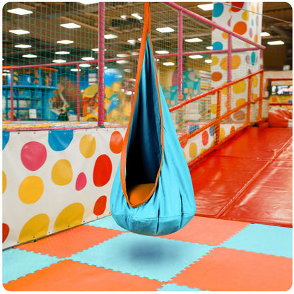 Hamac copii The Raven's Nest tip cocon idealSTORE, Dimensiune 140x55 cm, Material solid, Include perna, Suport de suspendare, Ideal pentru terasa si gradina, Sarcina max 80 kg