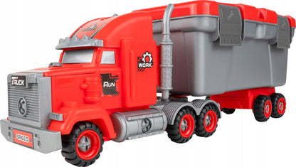 Camion de Pompieri 3in1 idealSTORE cu 3 Autospeciale de Pompieri si Set de Scule, Plastic ABS, Elemente Demontabile, Remorca Detasabila, Calitate Superioara