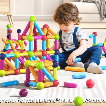 Blocuri de Constructie Magnetice idealStore All Puzzle, joc Educational, Dezvolta Creativitatea, Concentrarea, Rabdarea, constructii Tridimensionale, Conectare Magnetica, 46 de Elemente, Multicolor