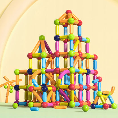 Blocuri de Constructie Magnetice idealStore All Puzzle, joc Educational, Dezvolta Creativitatea, Concentrarea, Rabdarea, constructii Tridimensionale, Conectare Magnetica, 46 de Elemente, Multicolor