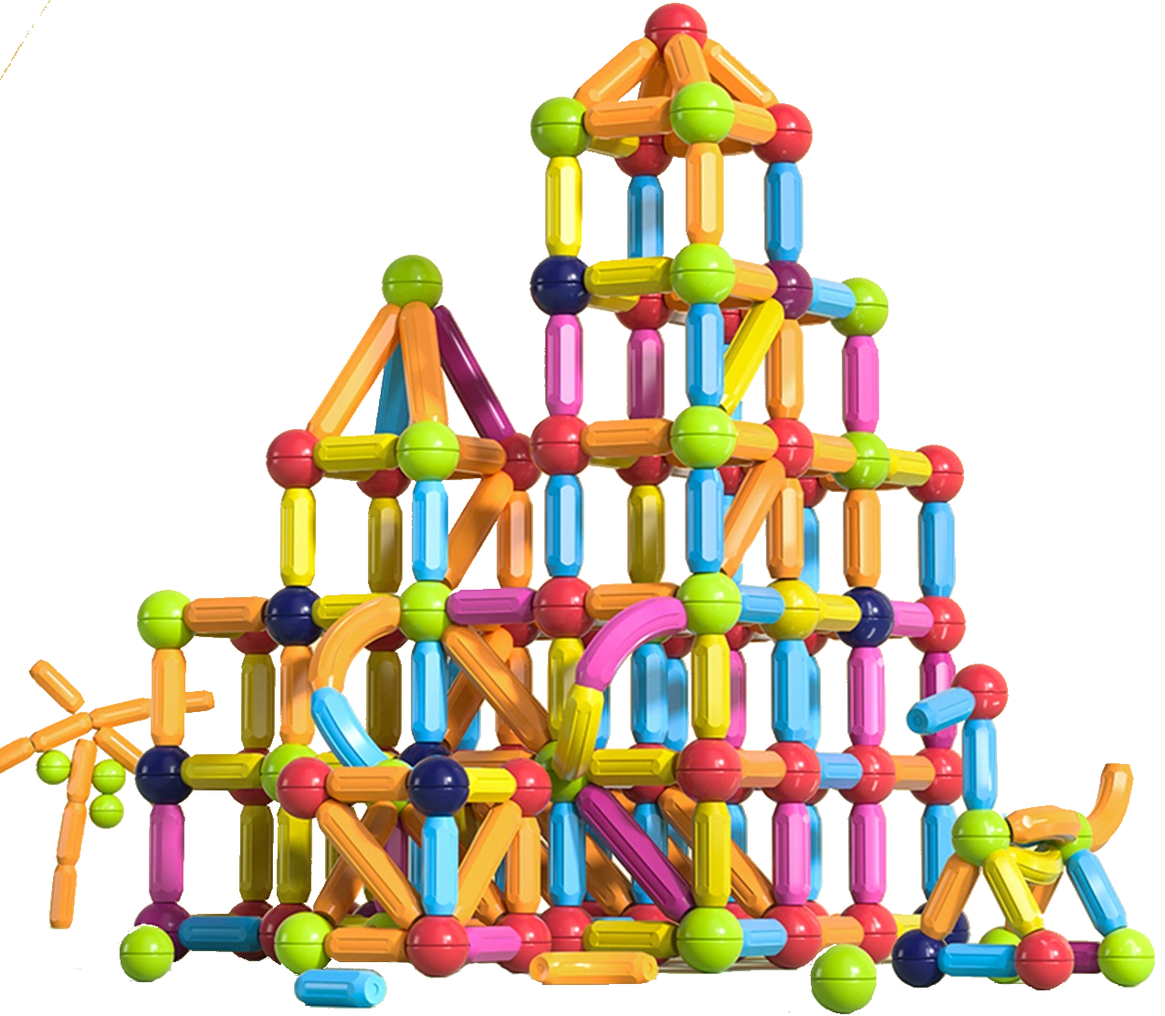 Blocuri de Constructie Magnetice idealStore All Puzzle, joc Educational, Dezvolta Creativitatea, Concentrarea, Rabdarea, constructii Tridimensionale, Conectare Magnetica, 46 de Elemente, Multicolor