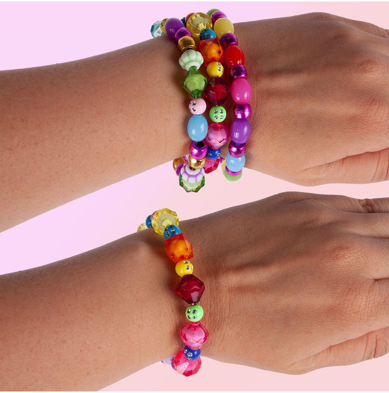 Set de Creatie idealStore JDesign, Bratari personalizate, Cercei, Bijuterii, 6 culori, Margele si Litere, Pandantive, Pietricele Sclipitoare, 12 Forme din plastic