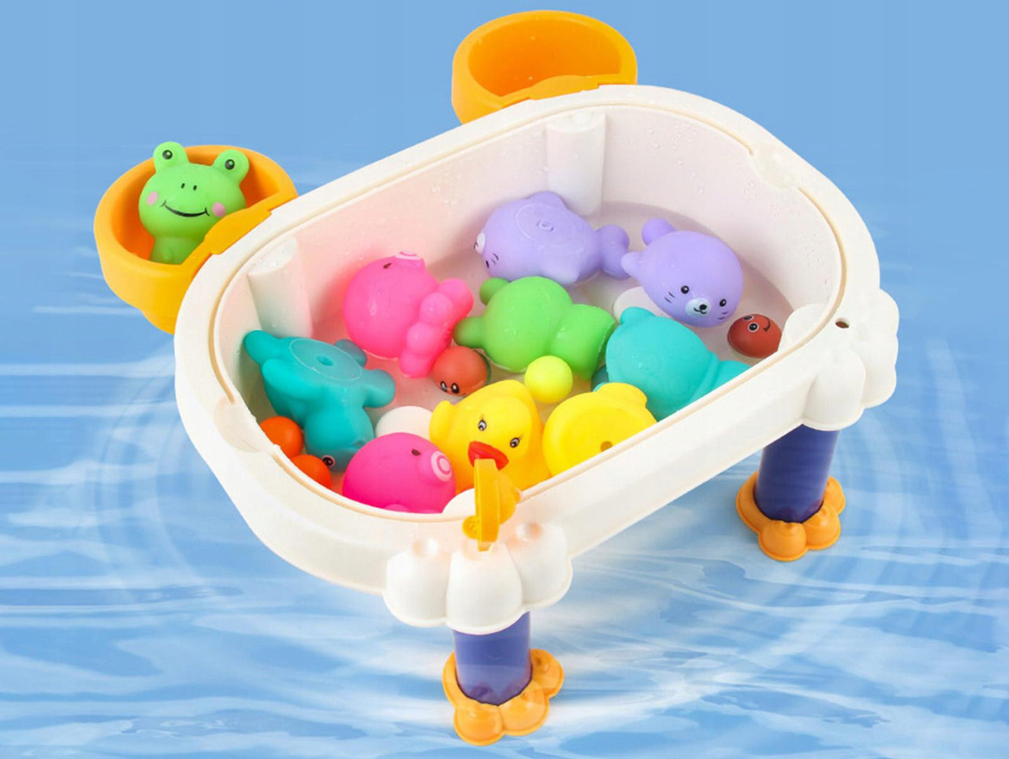 Masuta 3 in 1 cu Tobogan idealStore FunSlide, include 4 Bile, Utilizare in Interior si Exterior, Material Solid si Rezistent, Dezvolta coordonare mana-ochi, Design Atractiv