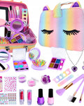 Trusa de Make-up si Accesorii Styling idealSTORE Unicorn, Cosmetice Reale, Non-Toxice, Accesorii Reale, Dezvolta Abilitatile Manuale, Peste 20 de Articole, Tema Unicorn, cu Geanta de Depozitare
