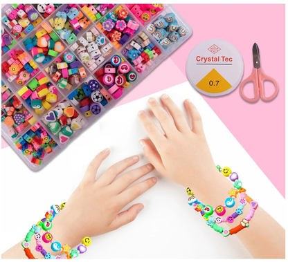 Set de Margele Jewelry Series idealSTORE, Include 480 de Elemente colorate in diferite forme, Sfoara transparenta, Carlig si cleme pentru bijuterii, Cercei, Cutie pentru depozitare, Stimuleaza abilitatile manuale