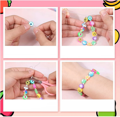 Set de Margele Jewelry Series idealSTORE, Include 480 de Elemente colorate in diferite forme, Sfoara transparenta, Carlig si cleme pentru bijuterii, Cercei, Cutie pentru depozitare, Stimuleaza abilitatile manuale