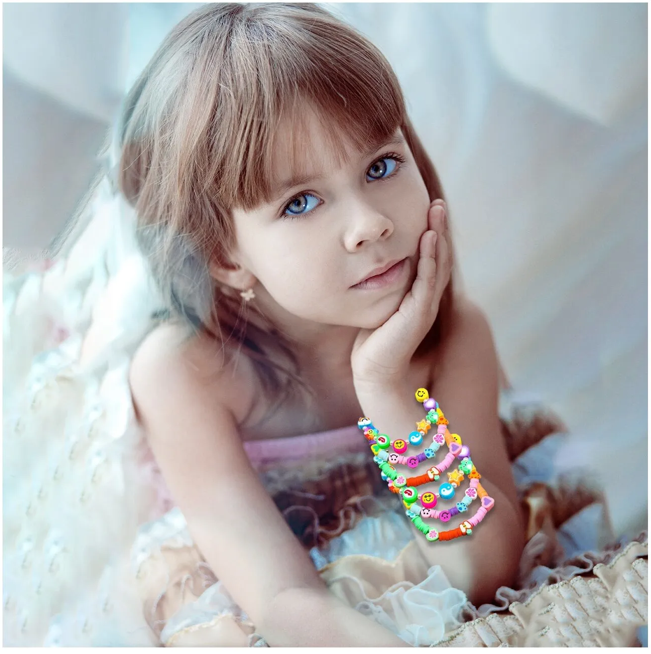 Set de Margele Jewelry Series idealSTORE, Include 480 de Elemente colorate in diferite forme, Sfoara transparenta, Carlig si cleme pentru bijuterii, Cercei, Cutie pentru depozitare, Stimuleaza abilitatile manuale