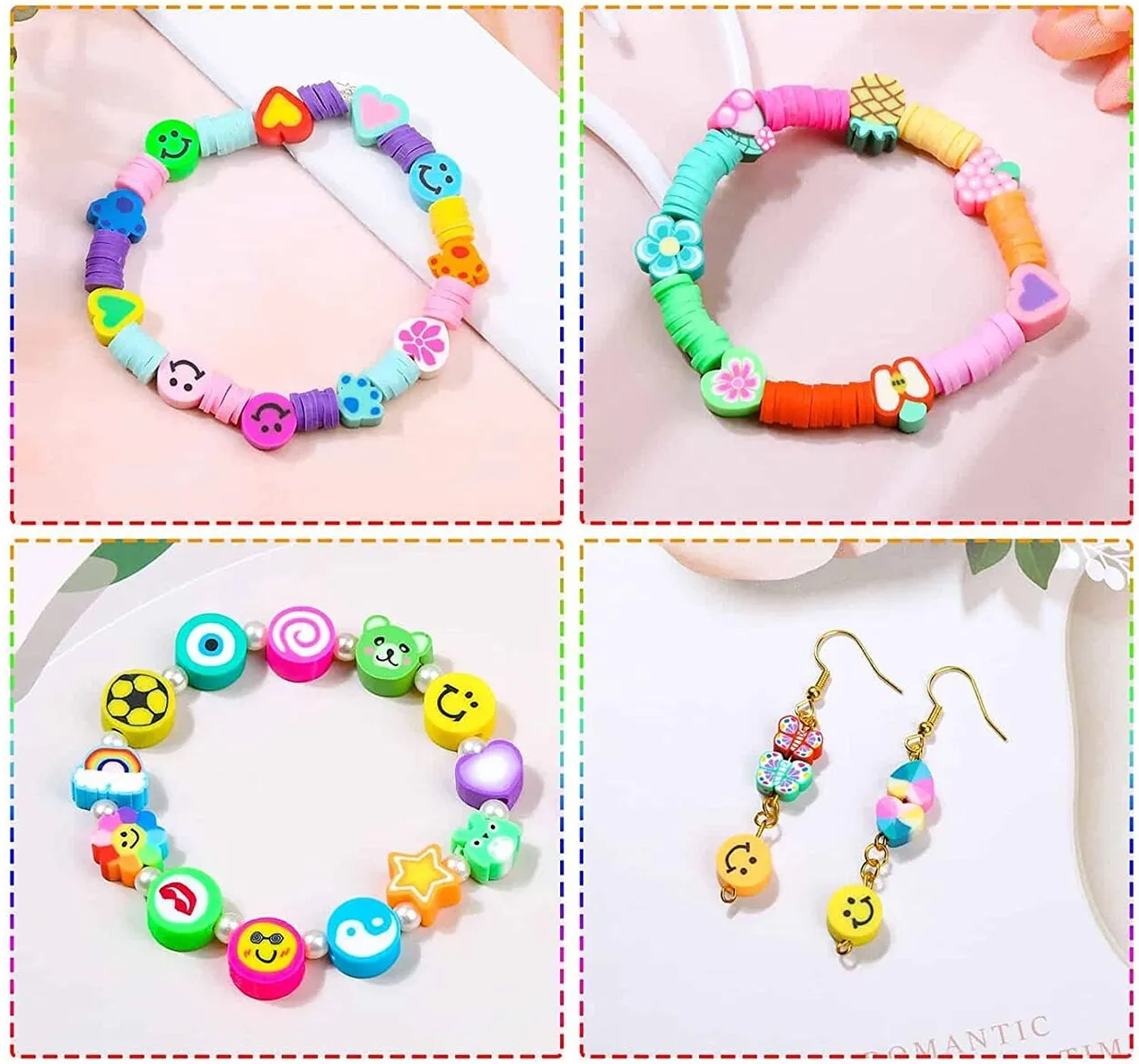 Set de Margele Jewelry Series idealSTORE, Include 480 de Elemente colorate in diferite forme, Sfoara transparenta, Carlig si cleme pentru bijuterii, Cercei, Cutie pentru depozitare, Stimuleaza abilitatile manuale