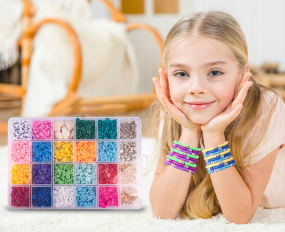 Set de Margele idealSTORE Jewelry Series, Include 4200 de Margele colorate in diferite forme si elemente auxiliare, Sfoara transparenta, Litere si elemente aurii, Carlige si Cleme, Cutie pentru depozitare, Stimuleaza Imaginatia Copilului