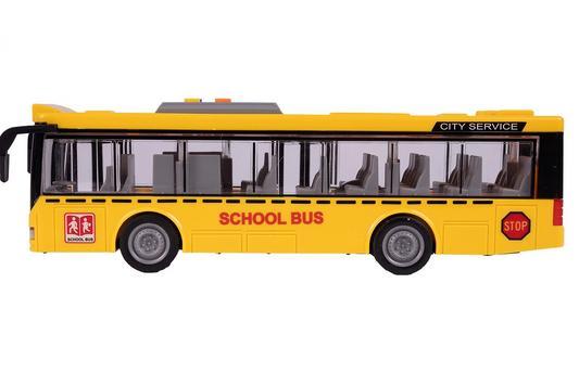 Autobuz cu Sunete si Lumini idealSTORE, Usile se Deschid, Lumini la Deschiderea Usilor, Interior Iluminat, Anvelope din Cauciuc, Reprezentare Realista, Scara 1:16