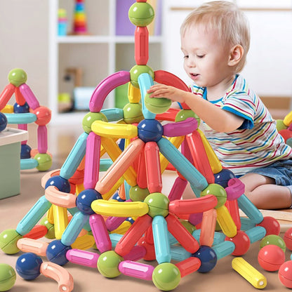 Blocuri de Constructie Magnetice idealStore All Puzzle, joc Educational, Dezvolta Creativitatea, Concentrarea Rabdarea, constructii Tridimensionale, Conectare Magnetica, 45 de Elemente, Multicolor