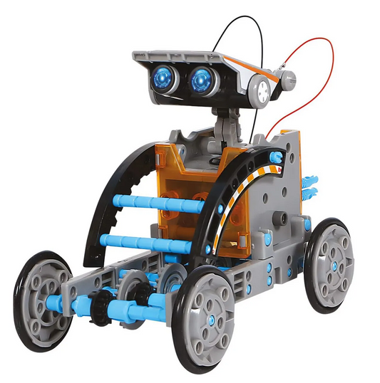 Set de Creatie Educational Robot Energetic 13in1 idealSTORE, Include Panou Solar, Posibilitatea de a construii pana la 13 variante, Usor de asamblat, Deplasare pe Uscat sau pe Apa, Fabricat din plastic ABS, Dezvolta Creativitatea si Intelectuala Generala