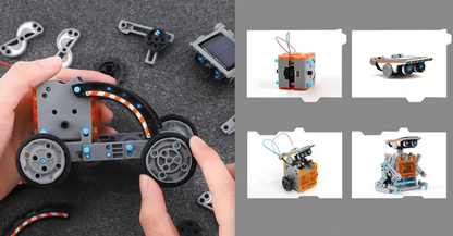 Set de Creatie Educational Robot Energetic 13in1 idealSTORE, Include Panou Solar, Posibilitatea de a construii pana la 13 variante, Usor de asamblat, Deplasare pe Uscat sau pe Apa, Fabricat din plastic ABS, Dezvolta Creativitatea si Intelectuala Generala