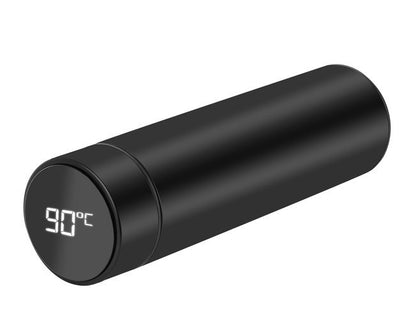 Cana Termica 500ml smart cu display LED, sita, infuzor si perete dublu Ideal Store, Negru mat