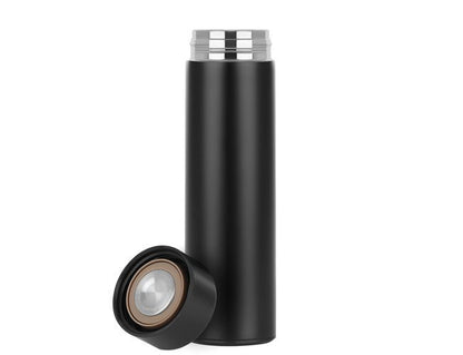 Cana Termica 500ml smart cu display LED, sita, infuzor si perete dublu Ideal Store, Negru mat