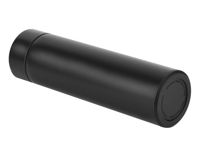 Cana Termica 500ml smart cu display LED, sita, infuzor si perete dublu Ideal Store, Negru mat