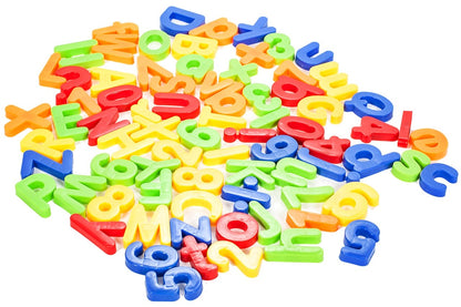 Set litere si cifre magnetice 78 piese, in cutie depozitare