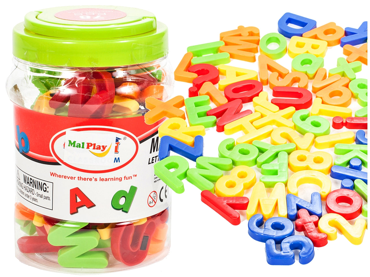 Set litere si cifre magnetice 78 piese, in cutie depozitare