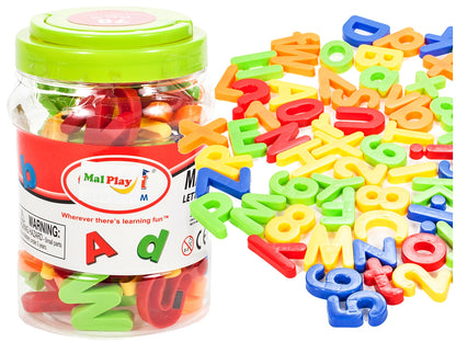 Set litere si cifre magnetice 78 piese, in cutie depozitare