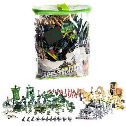 Baza militara idealStore Military Base, format din Soldati, Arme, Avioane, Tancuri, Cladiri, Tunri, Submarine, Dezvolta Imaginatia si Stimuleaza Creativitatea