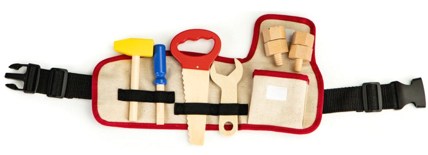 Set Unelte de Lucru din Lemn idealStore BricoHelp, Ciocan, Fierastrau, Surubelnita, Cheie, dezvolta Abilitatile Manuale, Creativitatea, Imaginatia, fara margini ascutite