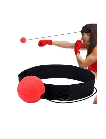 Banda reglabila fitness cu minge idealSTORE Dimensiuni 14-23 cm, Diametru bila 6 cm, realizata din spuma moale, Lungime elastica 90 cm