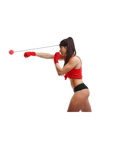 Banda reglabila fitness cu minge idealSTORE Dimensiuni 14-23 cm, Diametru bila 6 cm, realizata din spuma moale, Lungime elastica 90 cm