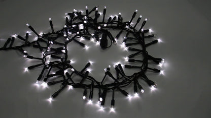 Instalatie IDL Profesionala pentru brad, 120 led-uri albe cu lumina rece pentru o atmosfera relaxanta, Controler interior/exterior cu 8 functii, Grad de protectie IP44