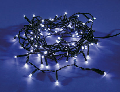 Instalatie IDL Profesionala pentru brad, 120 led-uri albe cu lumina rece pentru o atmosfera relaxanta, Controler interior/exterior cu 8 functii, Grad de protectie IP44