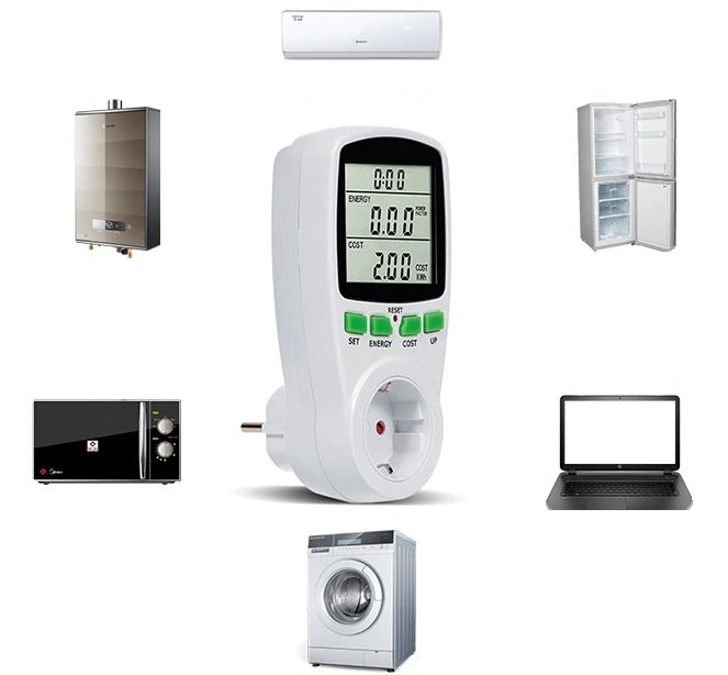 Priza cu Contor de energie idealStore SaveEnergy, Digital, Setare Energie Consumata, Setare Cost kWh, Monitorizare Consum, Afisaj Mare, Programare consum energie, Putere maxima 3680 W, culoare Alb