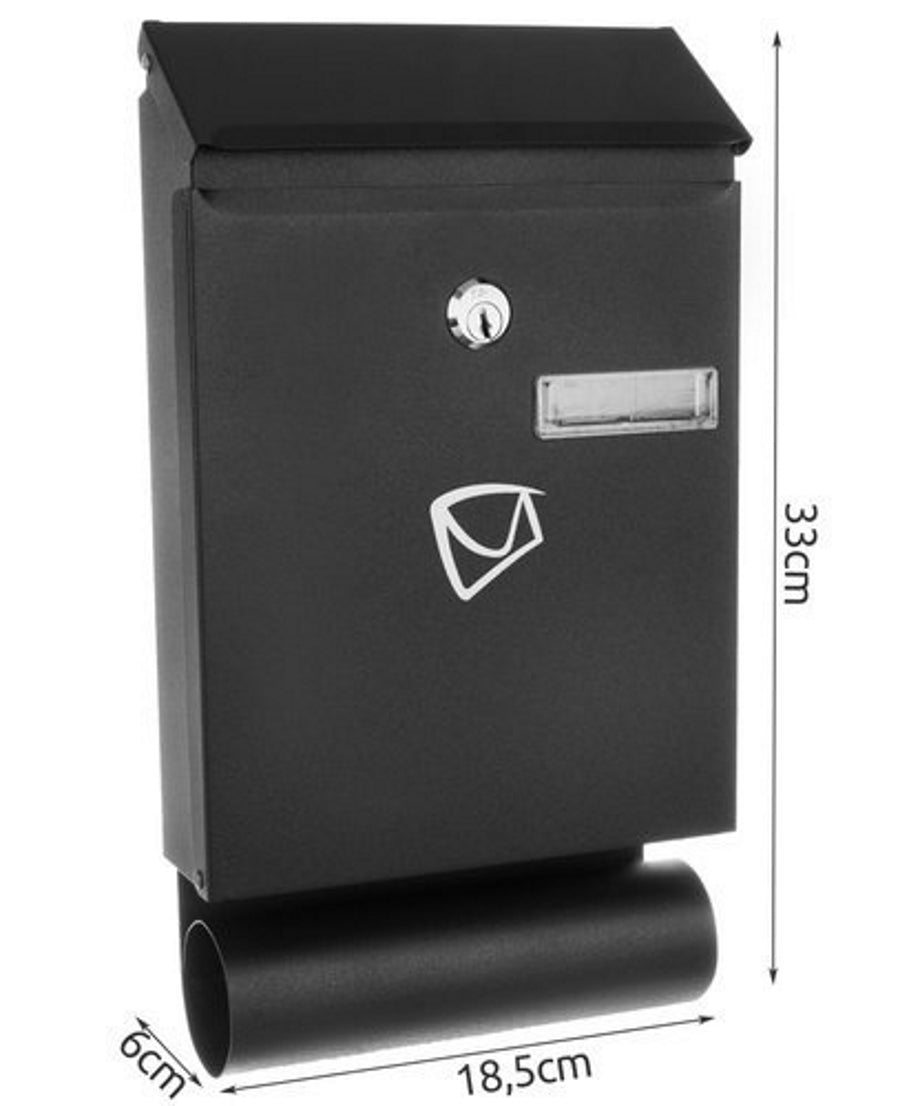 Cutie Postala idealStore XmailBox, din Otel Galvanizat, include Kit de Instalare, Fereastra cu Vizor, Capac Acoperit, Culoare Negru
