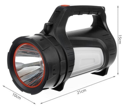 Lanterna LED idealSTORE cu Power Bank 8000mAh, Raza iluminare 500m, 1200 lumeni, Carcasa Ranforsata, Rezistenta la Apa si Praf, 7 Moduri de iluminare, Lumina Rosie de Alarma, iluminare Laterala, Curea de Umar