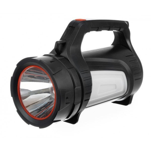 Lanterna LED idealSTORE cu Power Bank 8000mAh, Raza iluminare 500m, 1200 lumeni, Carcasa Ranforsata, Rezistenta la Apa si Praf, 7 Moduri de iluminare, Lumina Rosie de Alarma, iluminare Laterala, Curea de Umar