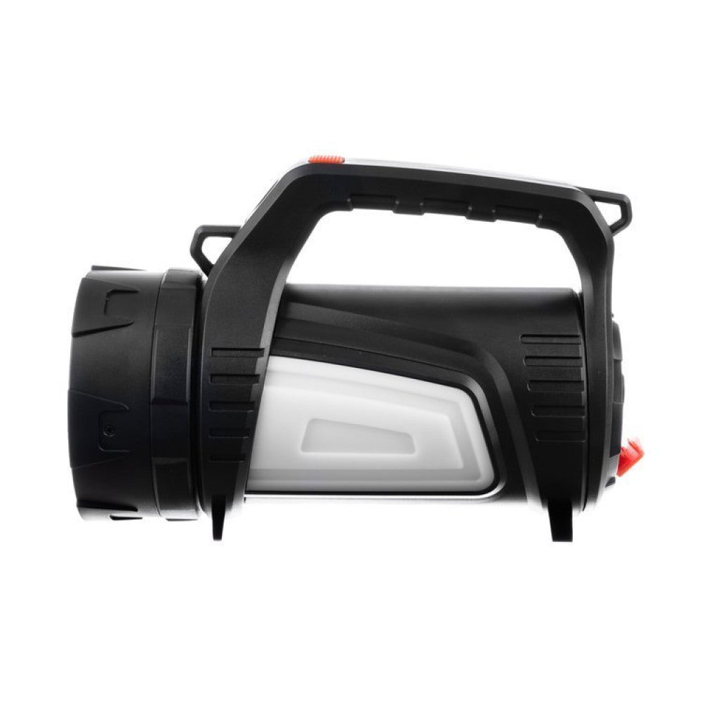 Lanterna LED idealSTORE cu Power Bank 8000mAh, Raza iluminare 500m, 1200 lumeni, Carcasa Ranforsata, Rezistenta la Apa si Praf, 7 Moduri de iluminare, Lumina Rosie de Alarma, iluminare Laterala, Curea de Umar