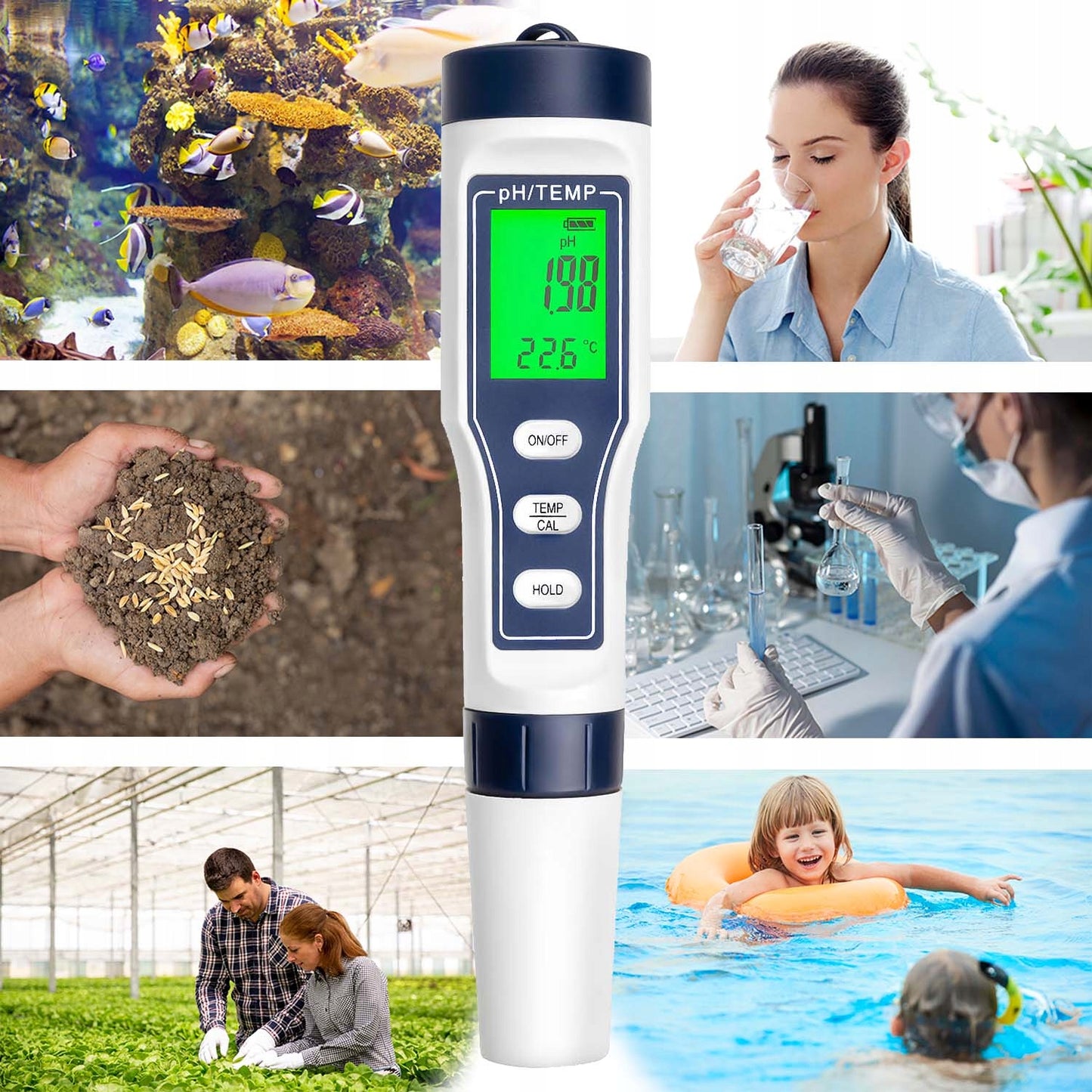 Tester de Apa idealStore BestWaterTest 4in1, testeaza PH-ul apei, Masoara Temperatura Apei, calitate a Apei, Oprire Automata