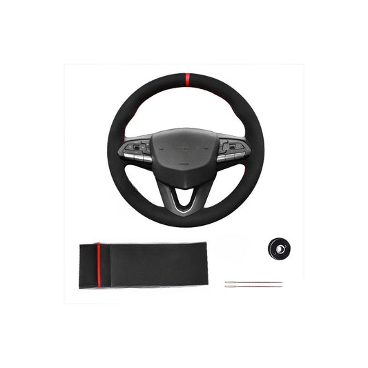 Husa de volan PREMIUM, cu Ac si ata, Marimea M 37-39cm, Piele Alcantara pentru un aspect placut al masinii si un confort sporit, Reduce gradul de oboseala, permite manevrarea mult mai usoara a volanului si protejeaza impotriva degradarii, Negru