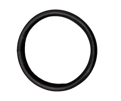 Husa de volan PREMIUM, Cusatura Rosie, Marimea M 37-38cm, Imitatie de piele pentru un aspect placut al masinii si un confort sporit, Reduce gradul de oboseala, permite manevrarea mult mai usoara a volanului si protejeaza impotriva degradarii, NEGRU