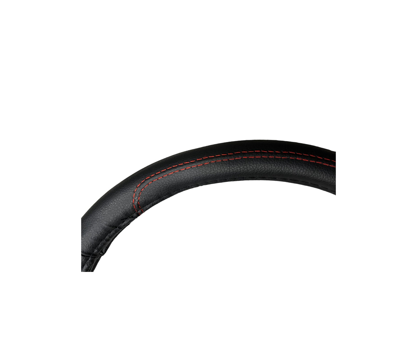 Husa de volan PREMIUM, Cusatura Rosie, Marimea M 37-38cm, Imitatie de piele pentru un aspect placut al masinii si un confort sporit, Reduce gradul de oboseala, permite manevrarea mult mai usoara a volanului si protejeaza impotriva degradarii, NEGRU