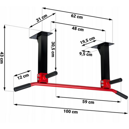 Bara de Tractiuni idealSTORE Sport Collection Dimensiuni 100 x 43 x 31 cm Structura din otel armat, 4 manere antiderapante, Montaj pe Tavan/Perete, Sarcina 150 kg